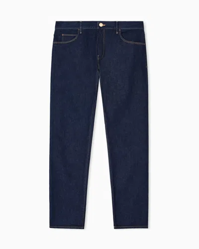 Giorgio Armani Pantalon 5 Poches Coupe Classique En Coton Et Modal Asv In Blue