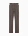 Giorgio Armani Cotton-blend Wide-leg Pants In Brown