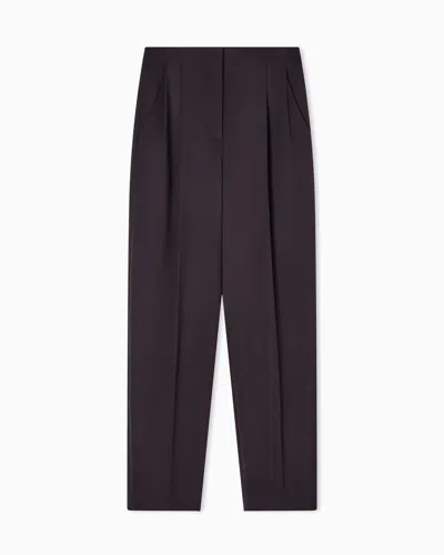 Giorgio Armani Pantalon À Une Pince En Laine In Brown