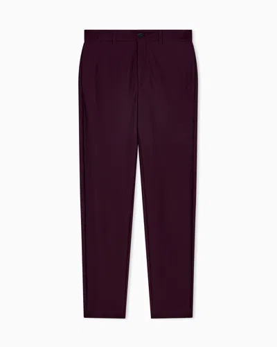 Giorgio Armani Pantalon Sans Pince En Tissu Gaufré Technique In Burgundy