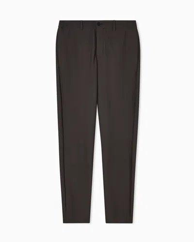 Giorgio Armani Pantalon Sans Pince En Tissu Gaufré Technique In Sand