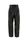 Giorgio Armani Black Leather Pant In Black