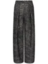 Giorgio Armani Single-pleat Jersey Trousers With A Flocked Print And Sequins In Black