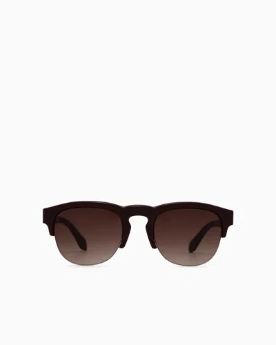 Giorgio Armani Panto Asian-fit Sunglasses In Burgundy