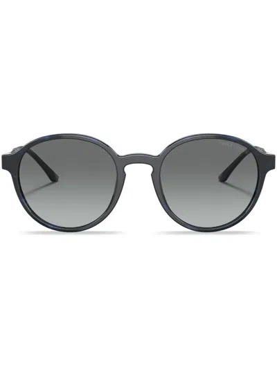 Giorgio Armani Panto Round-frame Sunglasses In Black