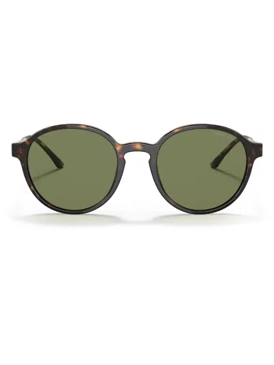 Giorgio Armani Panto Round-frame Sunglasses In Brown
