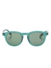 Giorgio Armani Panto Round-frame Sunglasses In Green