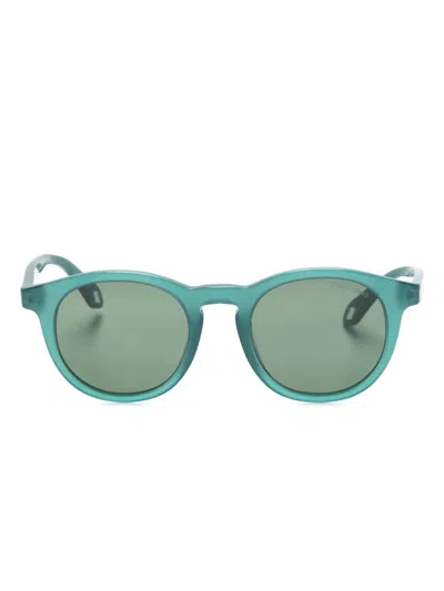 Giorgio Armani Panto Round-frame Sunglasses In Green