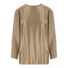 Giorgio Armani Golden Shiny Effect Silk Top In Brown