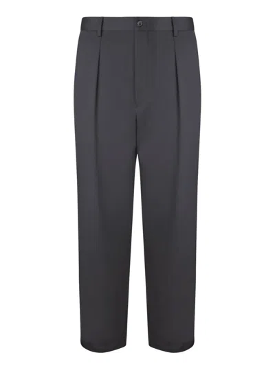 Giorgio Armani Lyocell-linen Canvas Pleated Trousers In Navy
