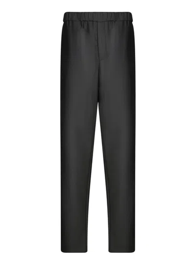 Giorgio Armani Cotton-cupro Trousers In Black