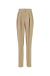 Giorgio Armani Silk Trousers With High Waist And Pockets In Beige O Tan