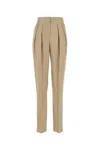 Giorgio Armani Silk Trousers With High Waist And Pockets In Beige O Tan