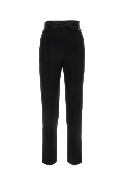 Giorgio Armani Official Store Cigarette Pants In Pure Silk In Black