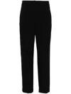 Giorgio Armani Elasticated-waistband Straight-leg Silk Trousers In Black  