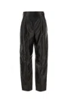 Giorgio Armani Black Leather Pant In Black