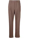 Giorgio Armani Elasticated-waistband Virgin Wool Trousers In Brown