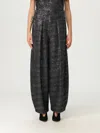 Giorgio Armani Single-pleat Jersey Trousers With A Flocked Print And Sequins In Black