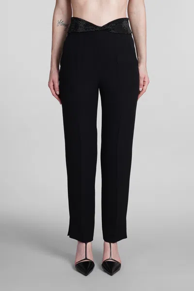 Giorgio Armani Official Store Cigarette Pants In Pure Silk In Black