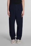 Giorgio Armani Pants In Blue Wool In Multicolour