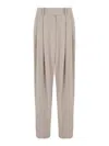 Giorgio Armani Silk-georgette Tailored Trousers In Nude & Neutrals