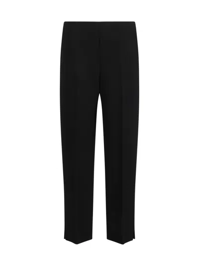 Giorgio Armani Elasticated-waistband Straight-leg Silk Trousers In Black