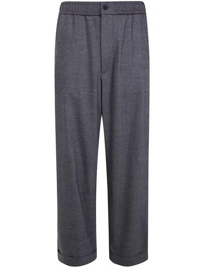 Giorgio Armani Slim Fit Virgin Wool And Cashmere Trousers With Elastic Waist In Multi
