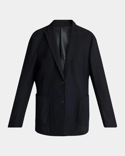 Giorgio Armani Patch Pocket Mesh Blazer In Black