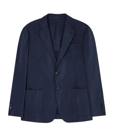 Giorgio Armani Patch-pocket Single-breasted Blazer In Blue