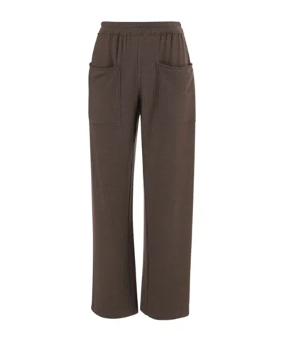 Giorgio Armani Patch Pocket Wide-leg Pants In Brown