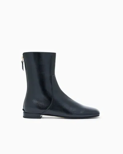 Giorgio Armani Patent-leather Ankle Boots In Black