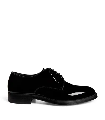 Giorgio Armani Patent Leather Derby Shoes In Black