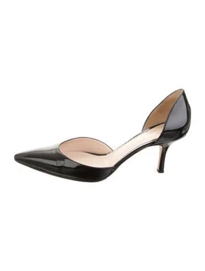 Pre-owned Giorgio Armani Patent Leather D'orsay Pumps In Black