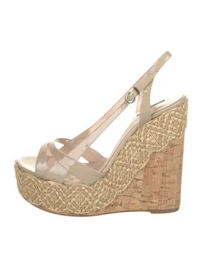 Pre-owned Giorgio Armani Patent Leather Espadrilles In Neutral
