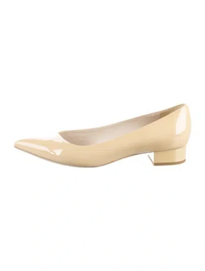 Pre-owned Giorgio Armani Patent Leather Flats In Neutral