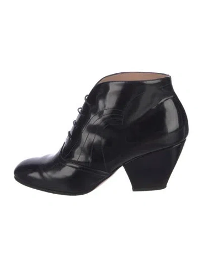 Pre-owned Giorgio Armani Patent Leather Lace-up Boots In Black