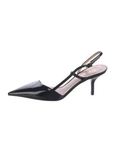 Pre-owned Giorgio Armani Patent Leather Slingback Pumps In Black