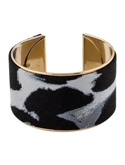 Pre-owned Giorgio Armani Pattern Fabric Cuff Bracelet, 6.75" In Multi