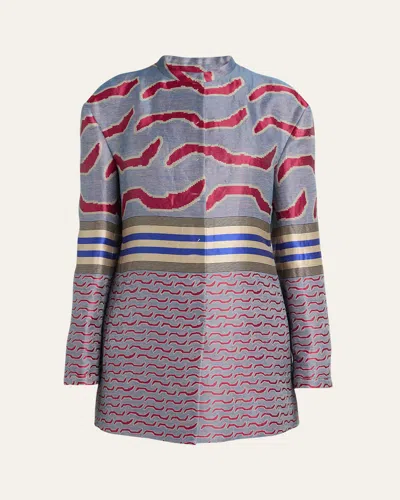 Giorgio Armani Pattern Jacquard Single-breasted Jacket In Multi