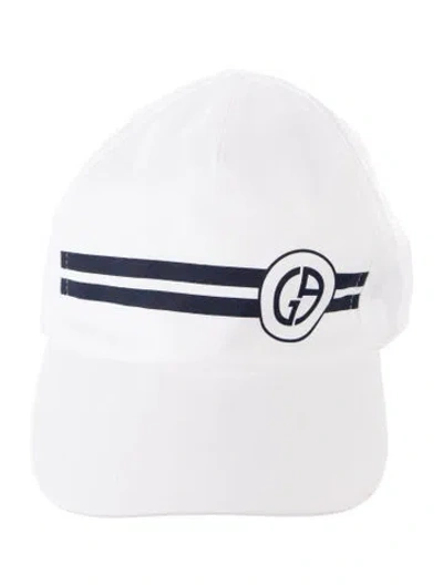 Pre-owned Giorgio Armani Patterned Cotton Baseball Hat In Blue/white