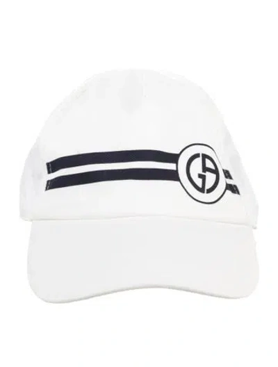 Pre-owned Giorgio Armani Patterned Cotton Baseball Hat In White