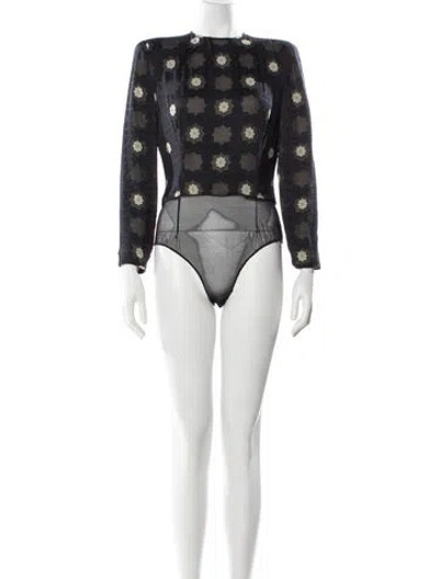 Pre-owned Giorgio Armani Patterned Crew Neck Bodysuit In Multi