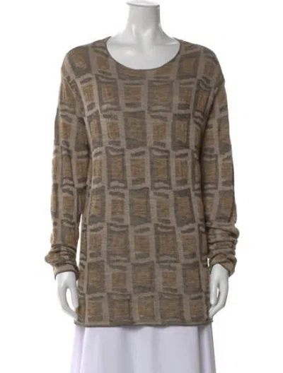 Pre-owned Giorgio Armani Patterned Crew Neck Sweater In Neutral