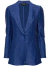 Giorgio Armani Patterned-jacquard Blazer In Blue