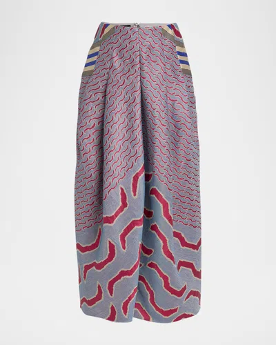 Giorgio Armani Patterned Jacquard Pleated Maxi Skirt In Multi