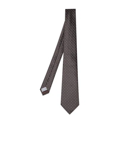 Giorgio Armani Patterned-jacquard Pointed-tip Tie In Brown