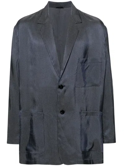 Giorgio Armani Patterned-jacquard Shirt Jacket In Blue