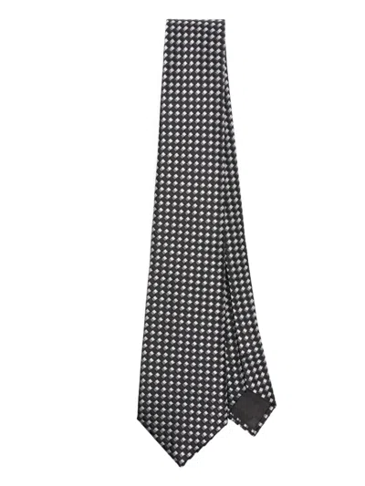 GIORGIO ARMANI PATTERNED-JACQUARD SILK TIE