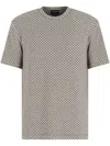 Giorgio Armani Viscose Jacquard Jersey Crew-neck T-shirt In Neutrals