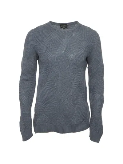Pre-owned Giorgio Armani Patterned Knit Cashmere Jumper In Gray